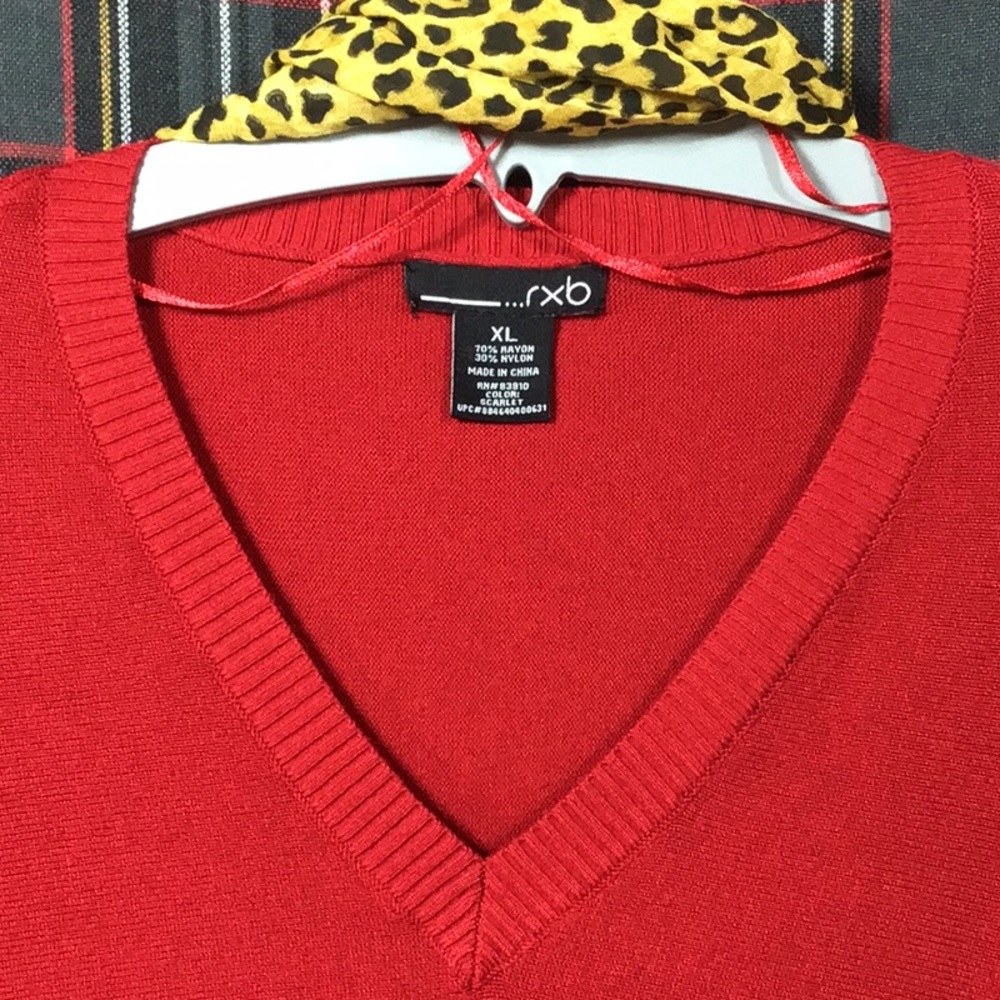 🍒 RXB Red Dolman Sleeve Long Rib Knit Cuffs Gold Buttons Soft Rayon Blend - Picture 2 of 7